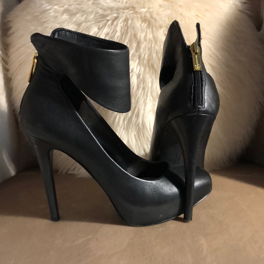Classic black leather heels
